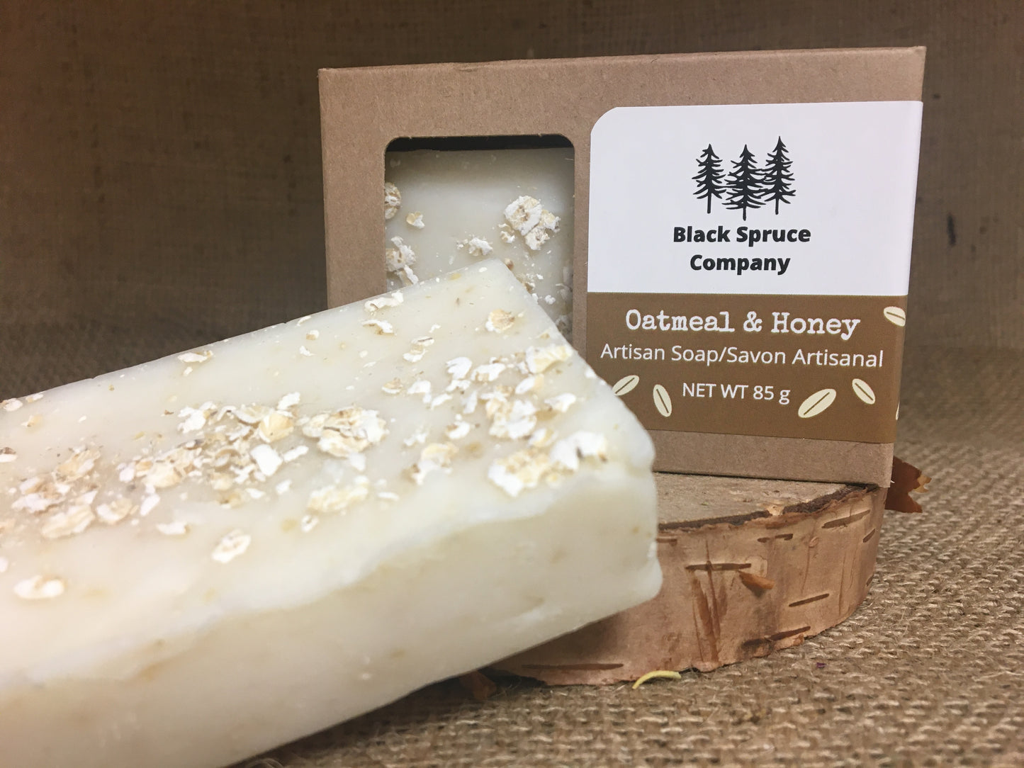 Oatmeal and Honey Soap with close up display