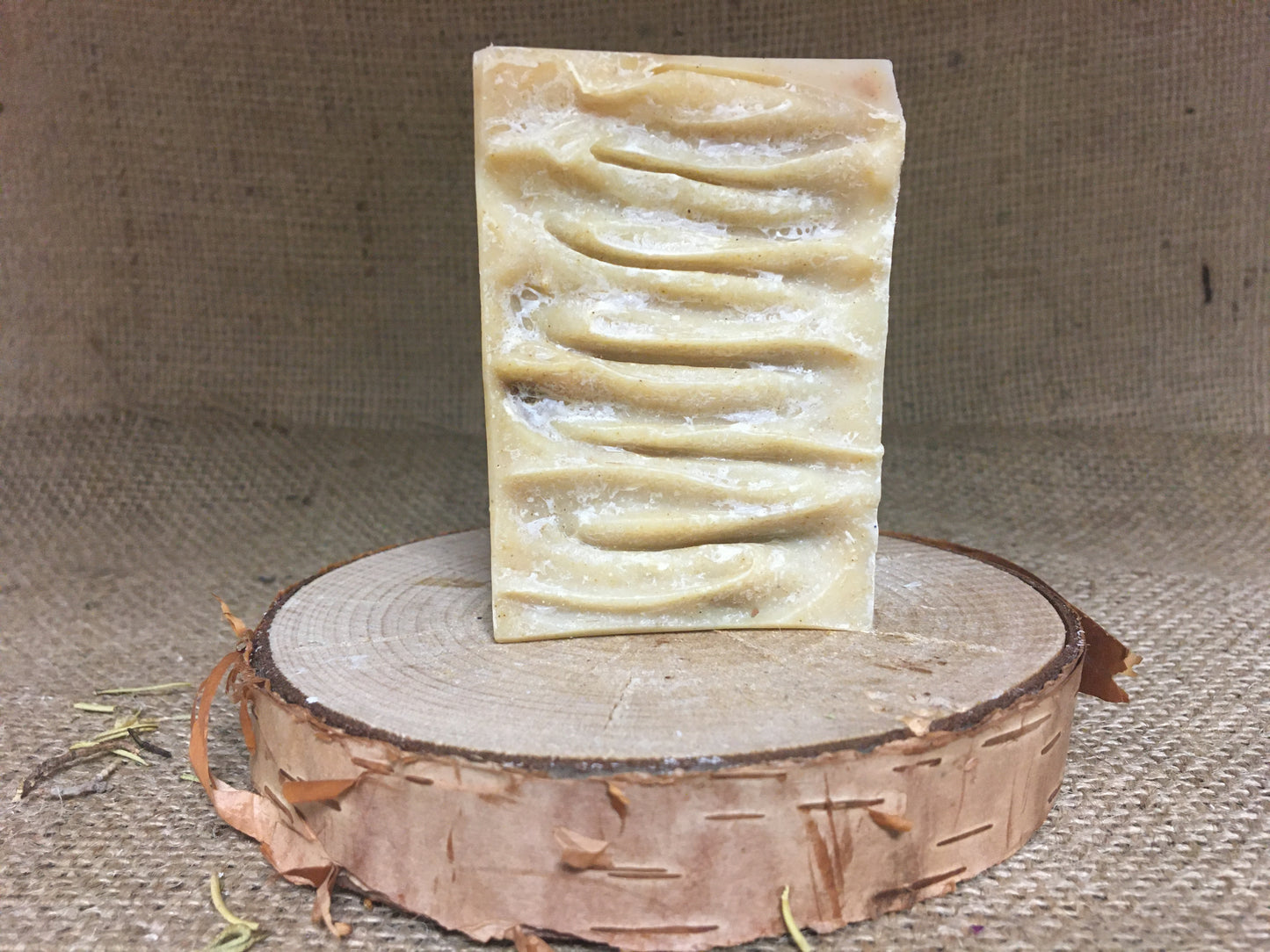 Spiced Honey Soap standing upright out of box
