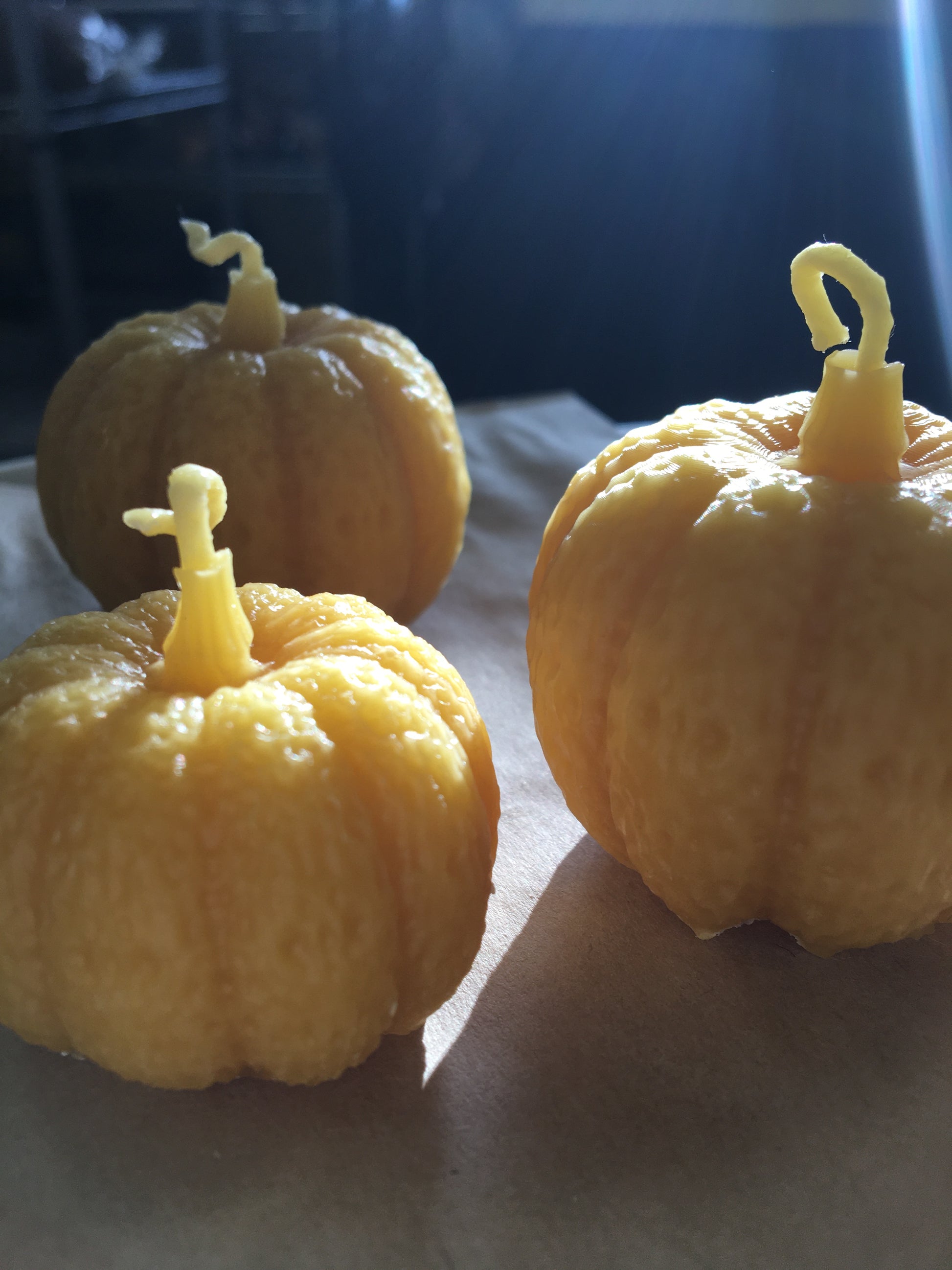 Beeswax Pumpkin Candles - small and medium