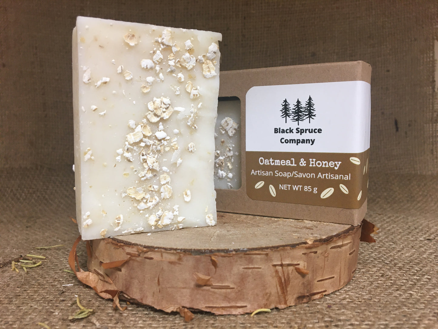 Oatmeal and Honey Soap with upright display