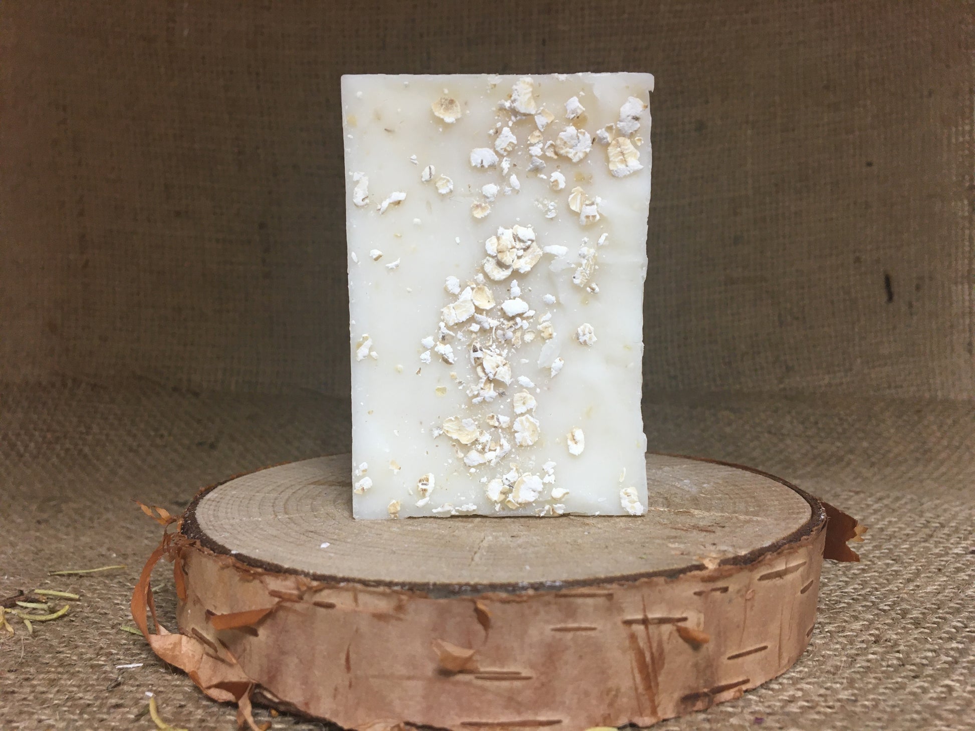 Oatmeal and Honey Soap displayed upright without box