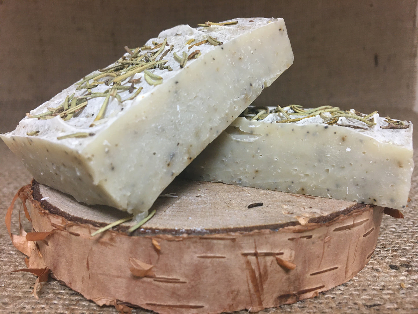 Rosemary and Sage Soap two bar with side view