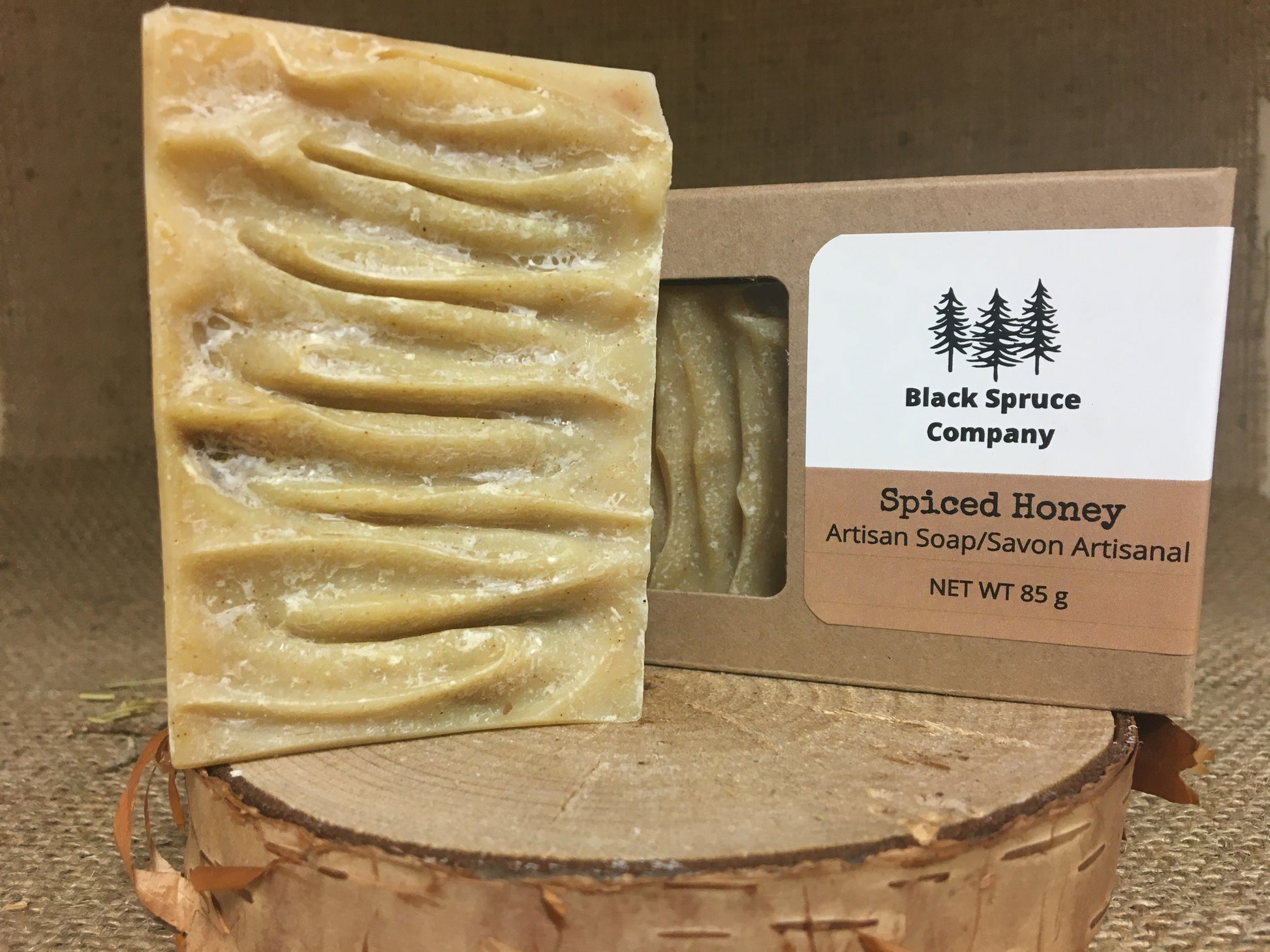 Spiced Honey Soap with one outside box